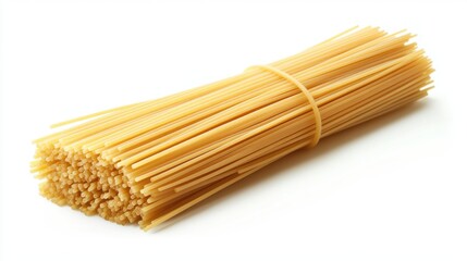 Bundle of Dry Spaghetti on White Background