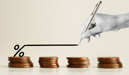Loan Constant, fixed interest rate and fixed cost or constant price. The hand is drawing fixed interest rate percentage chart