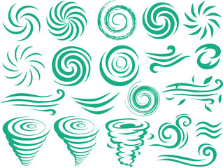 swirling spiral patterns, flowing circular motifs, decorative whirlwind shapes, abstract vortex designs, hypnotic tornado-like graphics, dynamic cyclone illustrations, twisting geometric wind elements