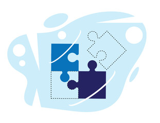 Abstract incomplete Jigsaw Puzzle Flat Style. Riddles and mind games concept vector art