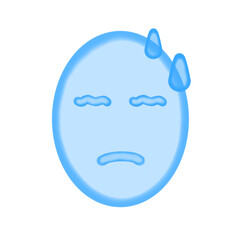 Sweaty negative face icon blue watercolor