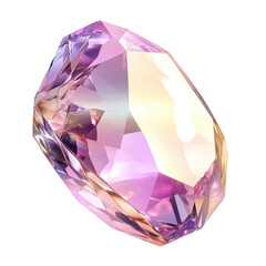 A sparkling, multifaceted gemstone with shades of pink and purple reflecting light. cut out. transparent background