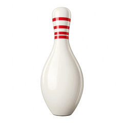 Bowling pin with red stripes, designed for use in recreational bowling. cut out. transparent background