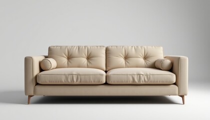 Fototapeta premium modern couch in a 3d style on a white background, with sharp details, minimal shadows, studio lighting.