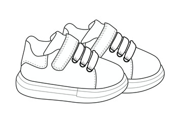 baby boy sneaker  shoes drawing royalty sketch style vector illustration template design