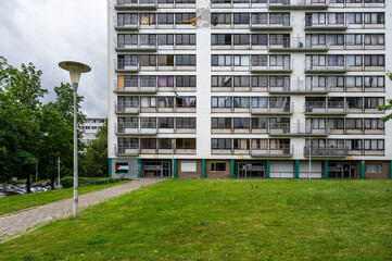 Social housing blocks at the Peterbos borrow in Anderlecht, Belgium