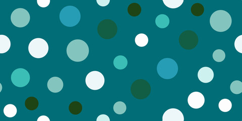 A teal background featuring scattered circles in varying shades of green and white, creating a vibrant, playful pattern.
