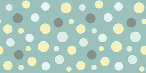 Light blue background featuring various sized circles in soft yellow, light gray, and pale teal, creating a playful pattern.
