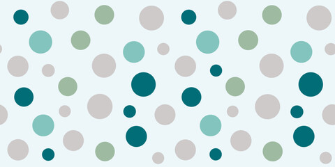 A light background with scattered circles in teal, green, and gray, creating a playful, modern pattern.