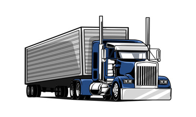 Truck logistic, cargo trucking vector illustration. Logistics business industrial transportation
