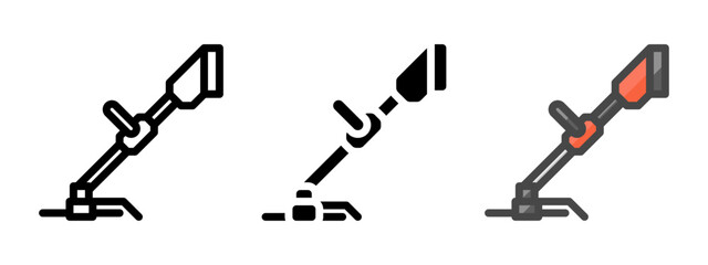 Multipurpose string trimmer vector icon in outline, glyph, filled outline style. Three icon style variants in one pack.