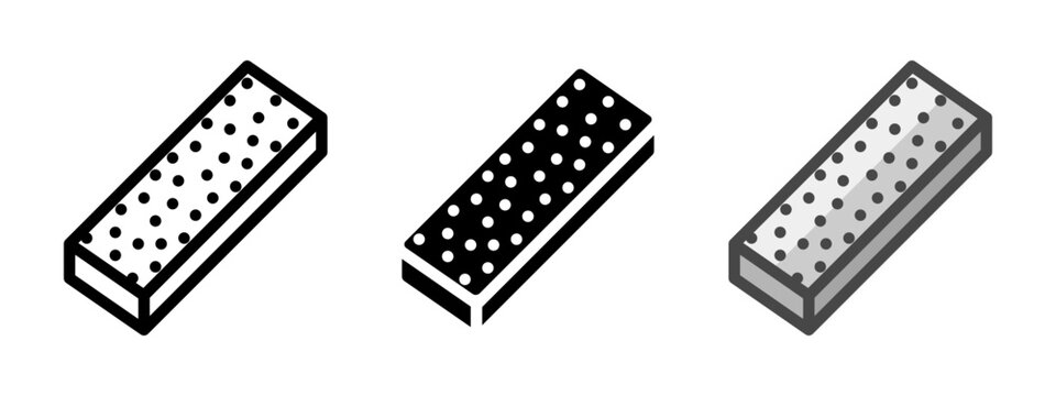 Multipurpose sharpening stone vector icon in outline, glyph, filled outline style. Three icon style variants in one pack.