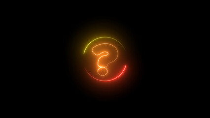Glowing Question Mark Surrounded by a Gradient Circle on a Black Background vibrant question mark