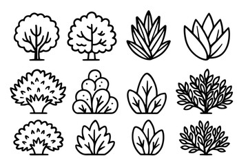 Set of ground cover elements. Grass line