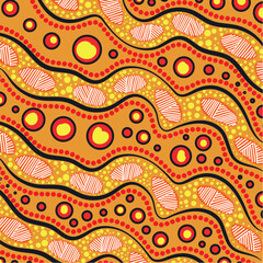 Aboriginal Background Representing the Sun, Land, and Sacred Patterns