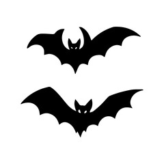 Halloween black bat silhouettes, vector illustration