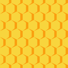 Hexagonal honeycomb seamless pattern with yellow and orange color
