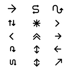Line Arrow vector icon set, vector illustration