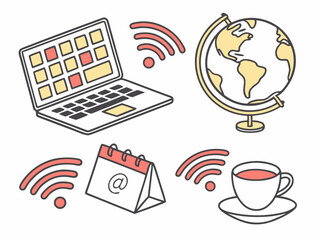 Modern Digital Nomad Remote Work Flat Icons (3) Icon