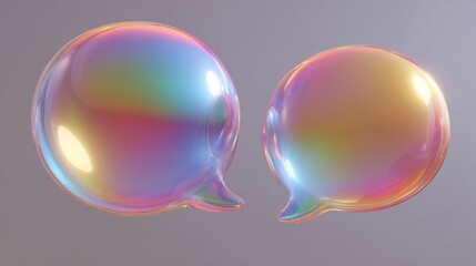 abstract two bubble talk or comment sign symbol. 3d render.
