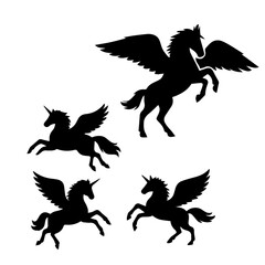 Fototapeta premium Silhouette of unicorn, vector illustration