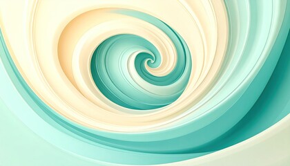 Swirling creamy layers in soft teal and pale yellow, forming a hypnotic spiral