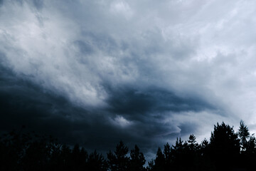 Beautiful colorful stormy sky at sunset. Sunset with mood stormy sky