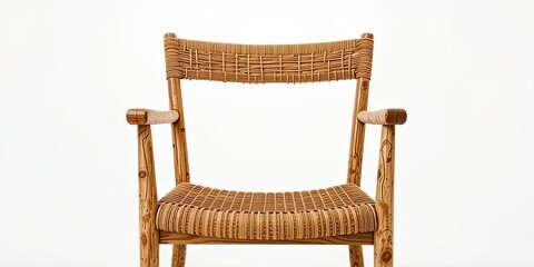 Rustic Wooden Chair with Woven Seat and Back