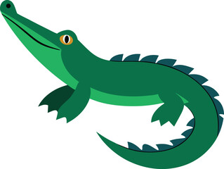 Profile View Of Swimming Alligator.