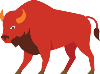 Obraz premium Side View of a Walking Bison Graphic.