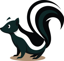 Skunk Lifting Tail in Warning Pose.