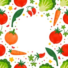 Seamless pattern of cute kitchen vegetables