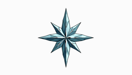 Obraz premium Mirrored patterns for brand design featuring a mirrored outline of a crystal shard forming a cross-shaped star 