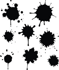 Fototapeta premium Ink Splatter Collection Black Ink Blots, Drops, and Splashes for Design