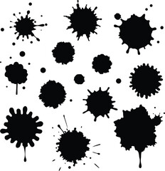 Fototapeta premium Collection of Black Ink Splatter Shapes Design Elements for Digital Art and Print