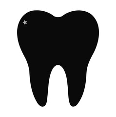 Tooth Decay or Cavities Silhouette Icon Isolated on White Background