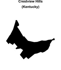 Crestview Hills (Kentucky) blank outline map