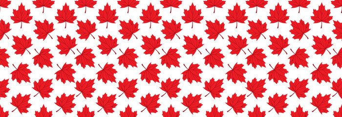 Canadian maple leaf on a seamless background. Banner for the holiday or paper gift wrap.