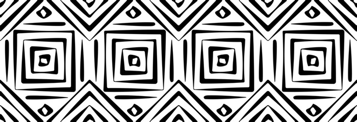 Black geometric rhombuses on a white background. Seamless pattern.