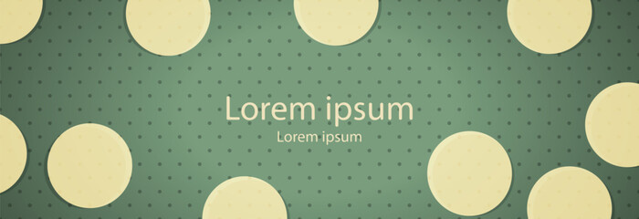 Vintage banner in green polka dots, space for text in the center.