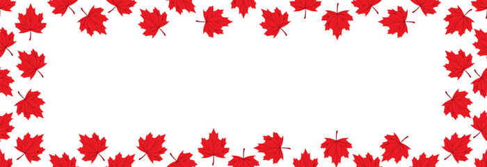 Canadian maple leaf on a white background. Space for text in the center.