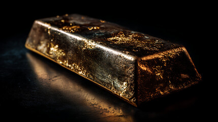 gold bar isolated on black background