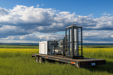Carbon Capture and Storage. CCS. Machine capturing carbon from air in green technology innovation.