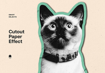 Cut Out Halftone Photo Effect Mockup