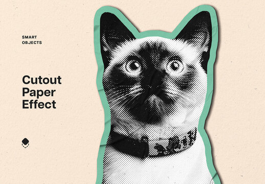 Cut Out Halftone Photo Effect Mockup