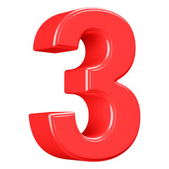 Fototapeta premium 3D Red Number 3