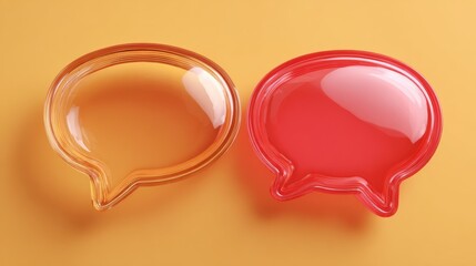 abstract two bubble talk or comment sign symbol. 3d render.