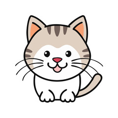 Obraz premium Cartoon cat character with a cute expression sitting happily 