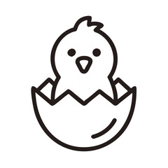 Obraz premium Chick hatching from egg in simple line art style 
