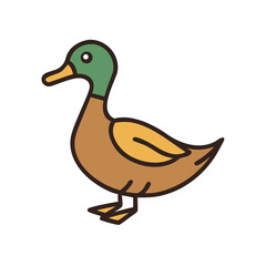 Obraz premium Cartoon duck with colorful feathers in a playful design 